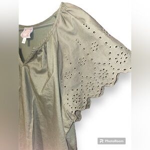 Truself Women’s extra large xl green blouse 100% cotton front